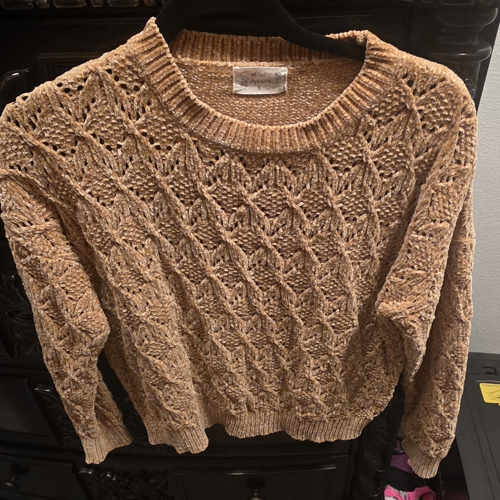 Poof! Women's Textured Knit Sweater - Tan